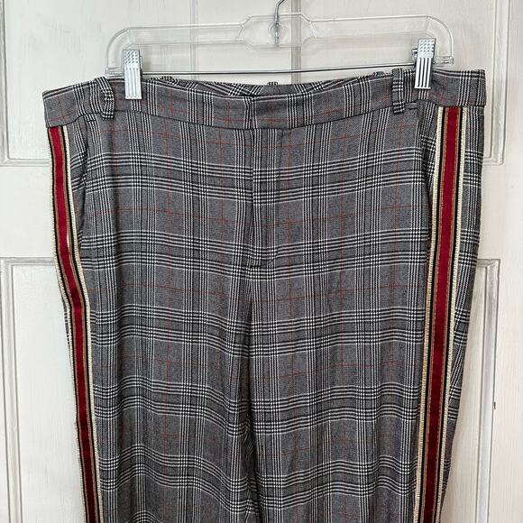 Zara Basic Plaid Pants Dark Academia Womens Large Tuxedo Stripe Pockets Career - Picture 5 of 7